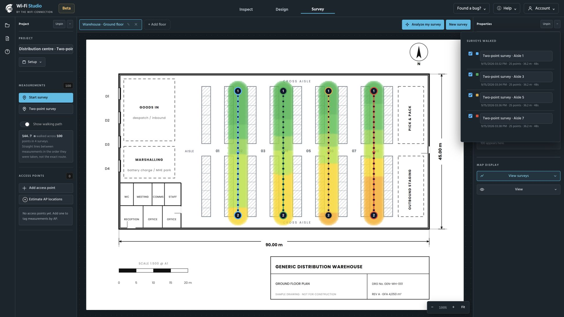 Warehouse · Survey runs