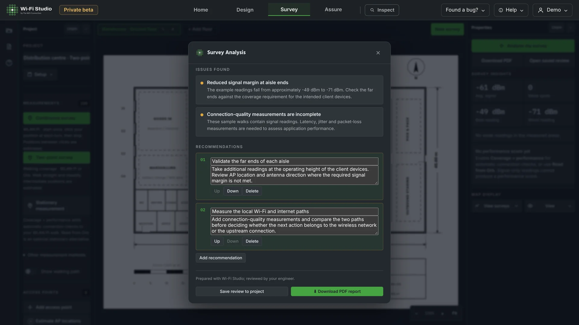Survey analysis · Issues and next steps