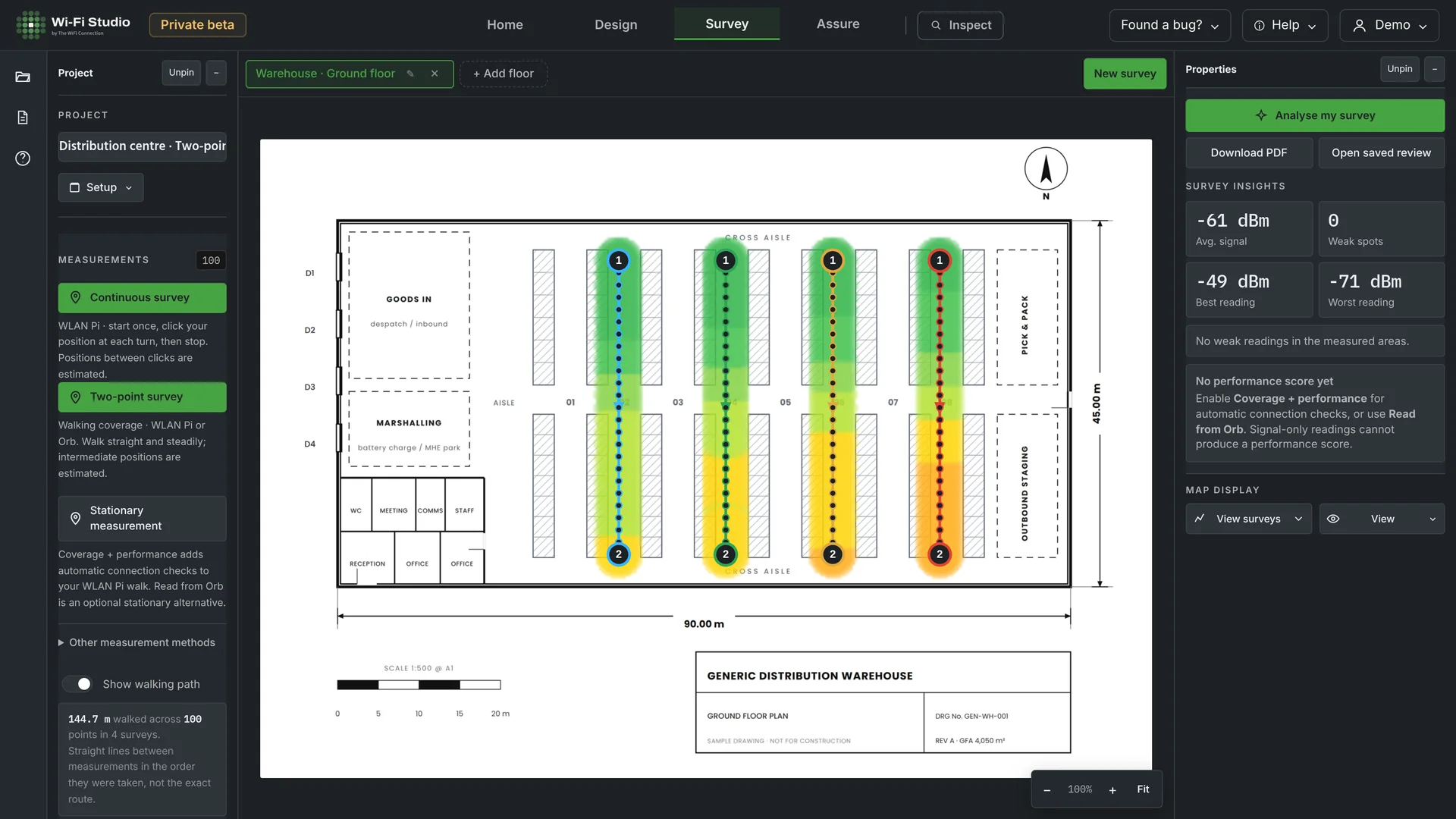 Warehouse · Two-point heatmap