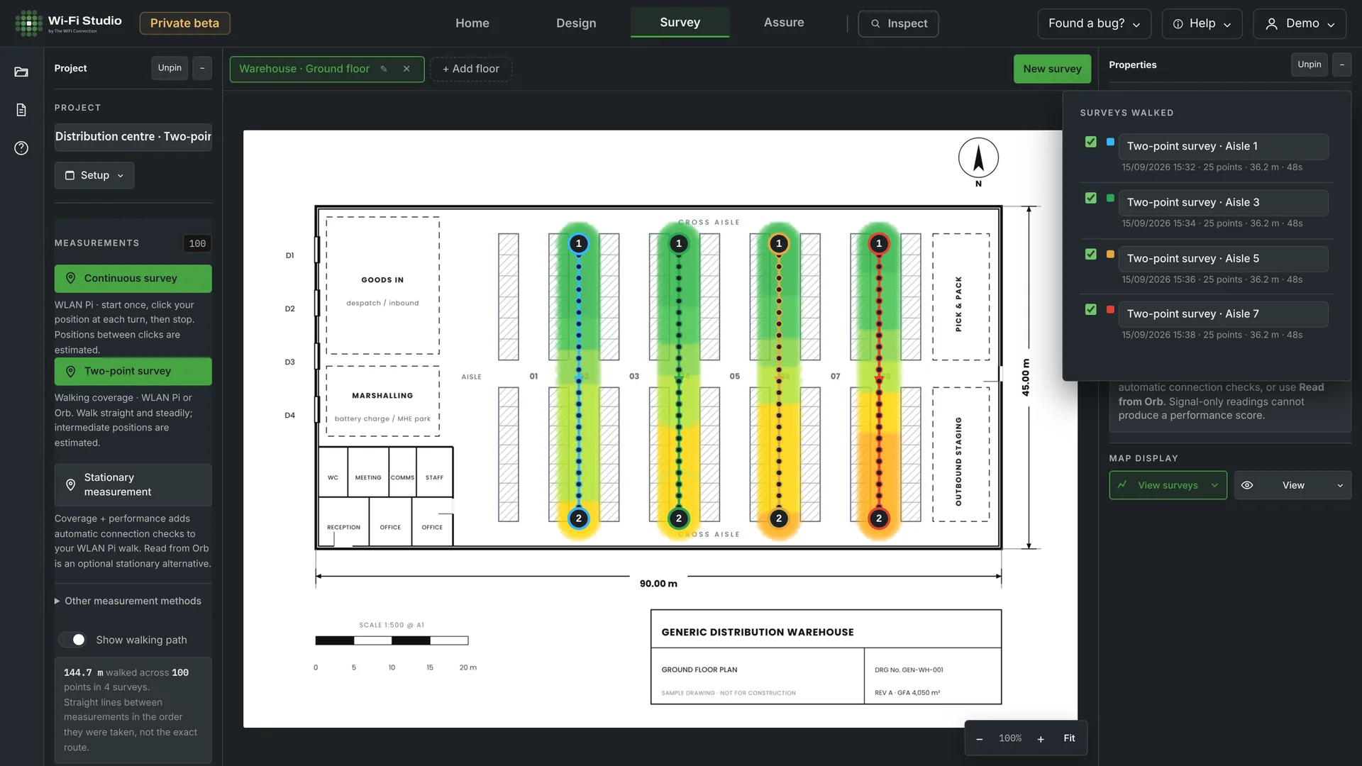 Warehouse · Survey runs